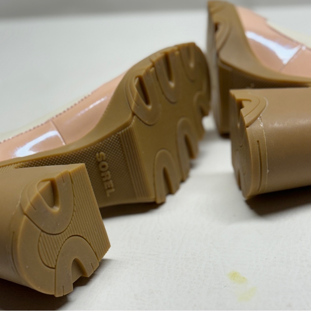 Sorel Waterproof Brex Heeled Chalk/Peach Women Chelsea Leather Zip Booties 8 - Picture 6 of 11